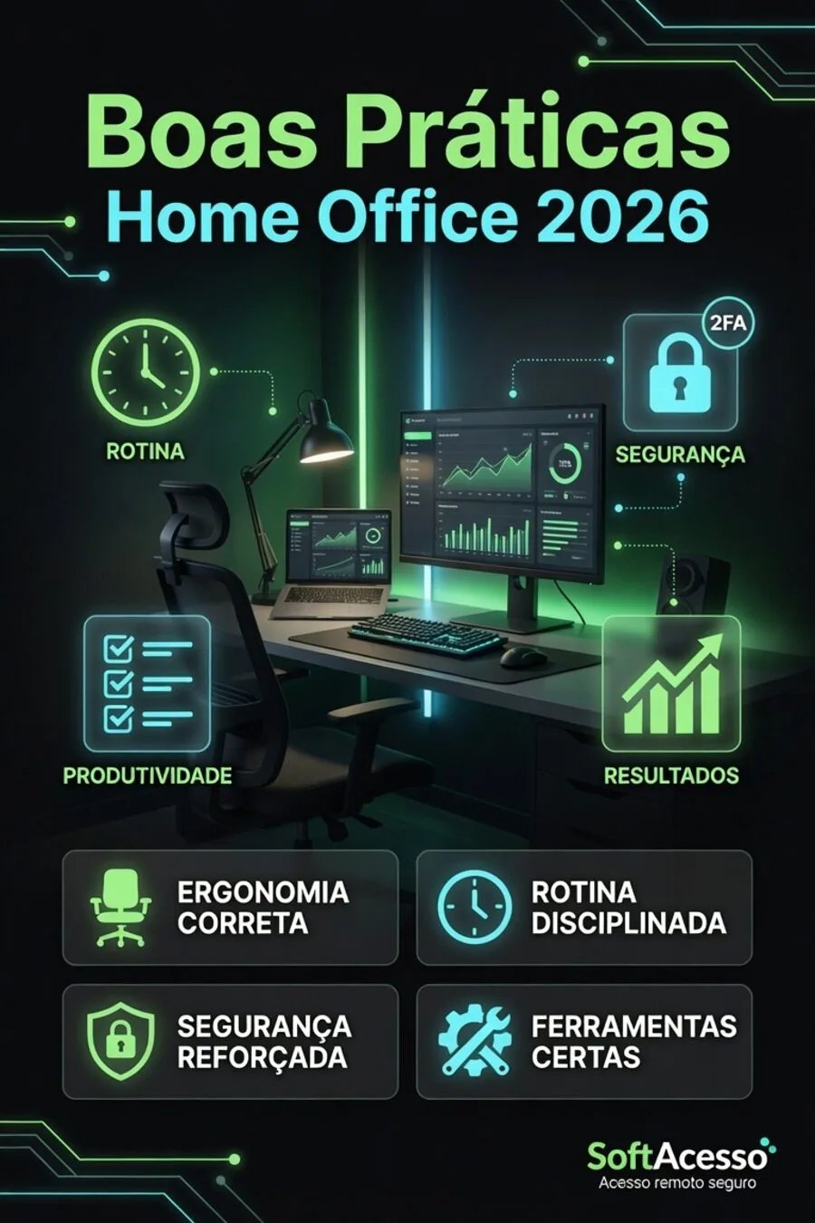 Boas práticas em home office 2026: rotina, segurança e ferramentas