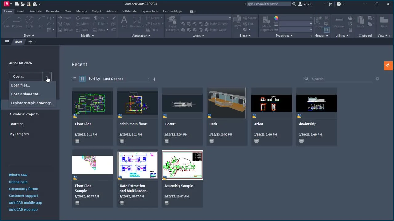 Captura da interface do Autodesk AutoCAD e área de desenho CAD